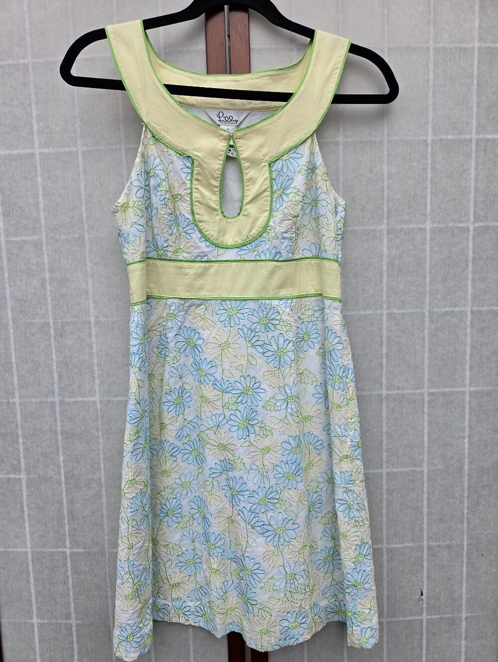 Lilly Pulitzer Floral Daisy Embroidered A-Line Dress Y2K Preppy Grandmillennial